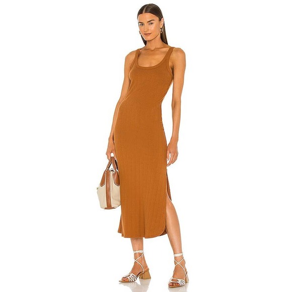 Vitamin A Dresses & Skirts - Vitamin A X Revolve West Ribbed Knit Dress S Sleeveless Scoop Neck Orange NWD